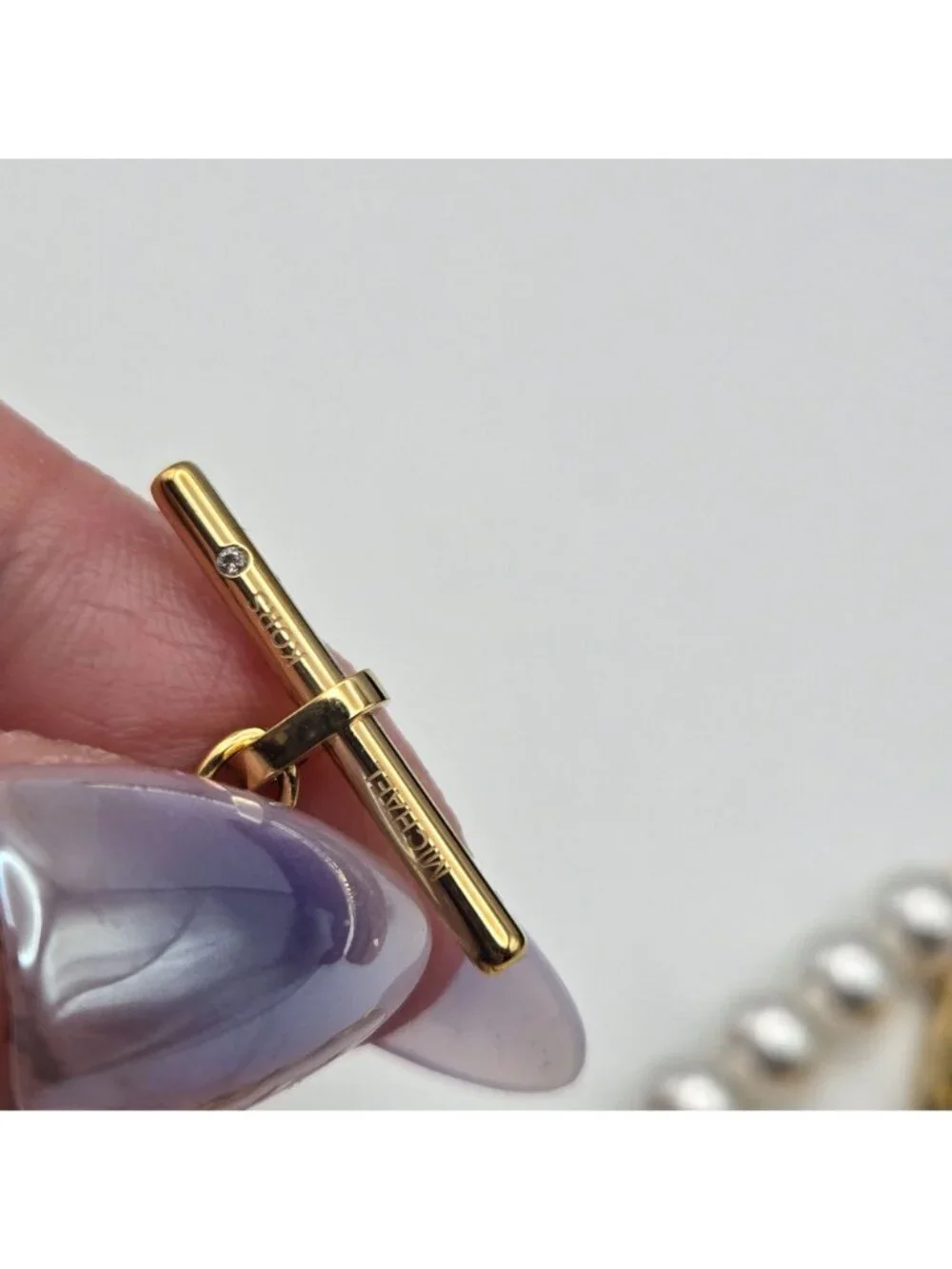 Michael Kors Gold Chain & Faux Pearl Necklace With Toggle Closure